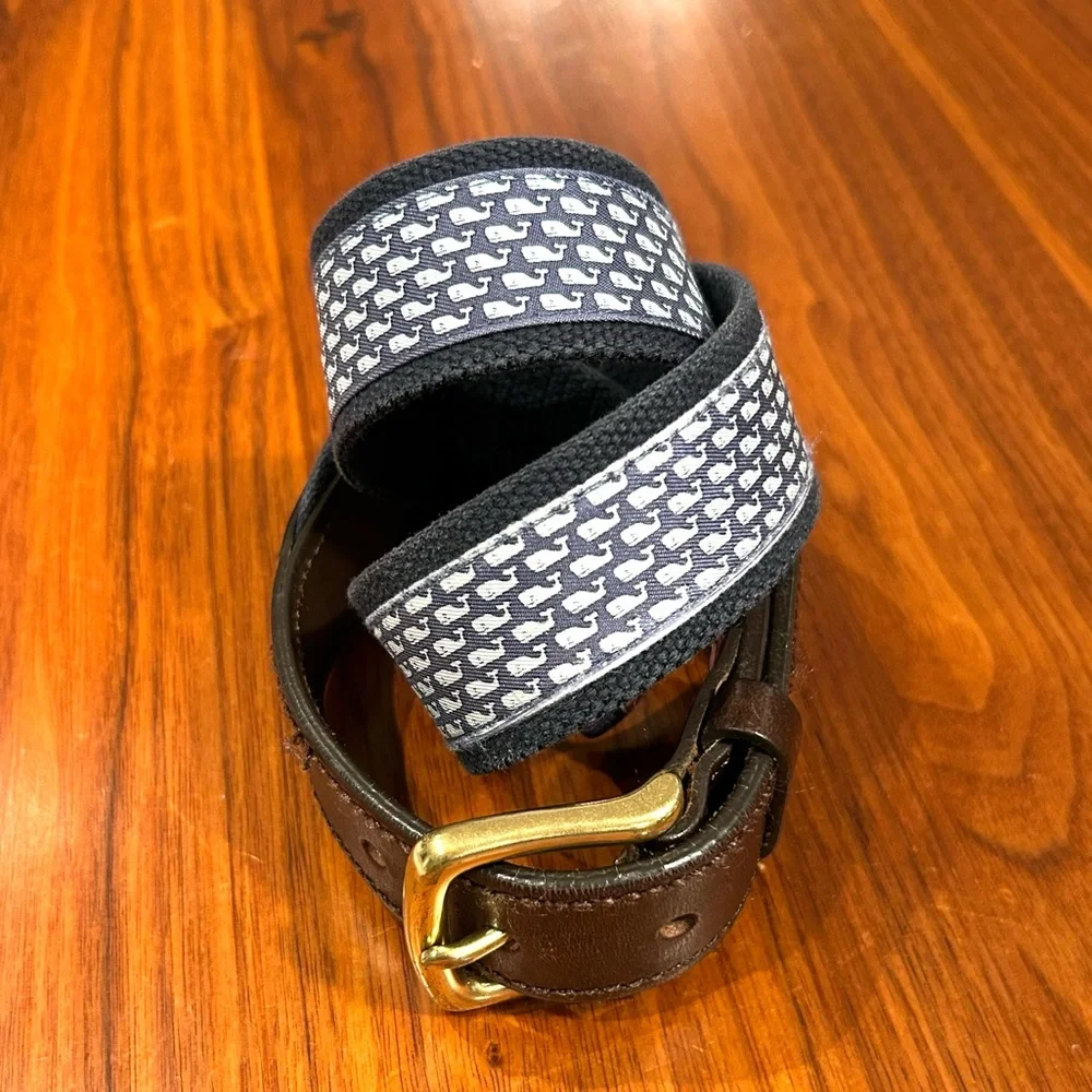 Vineyard Vines Whale Canvas Club Belt Size 30